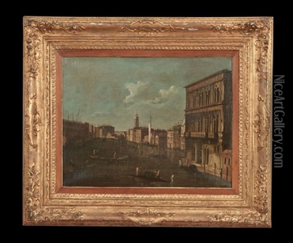 Venetian Canal Scene Oil Painting - Bernardo Bellotto