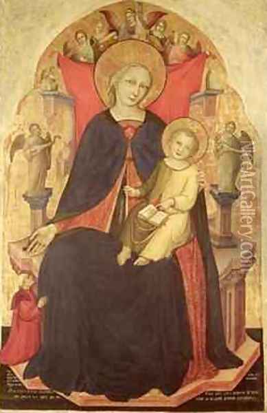 Madonna and Child Enthroned with the Donor Vulciano Belgarzone di Zaram 1394 Oil Painting - Pietro Nicolo di