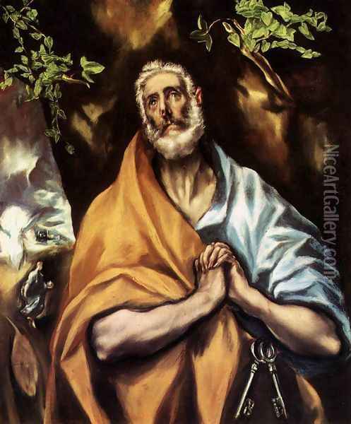 St Peter in Penitence c. 1605 Oil Painting - El Greco (Domenikos Theotokopoulos)