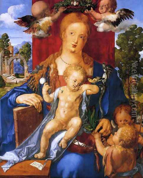 Madonna with the Siskin I Oil Painting - Albrecht Durer