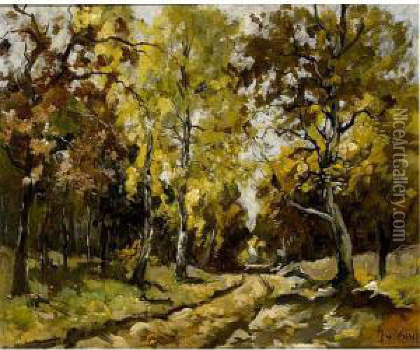 An Autumn Forest Oil Painting - Jan Hillebrand Wijsmuller