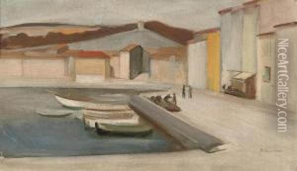 Harbour Scene Oil Painting - Michalis Economou
