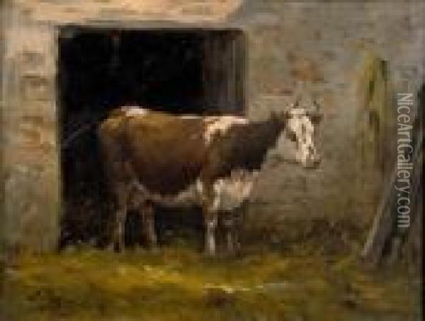 Vache Sortant De L'etable Oil Painting - Jean-Ferdinand Chaigneau