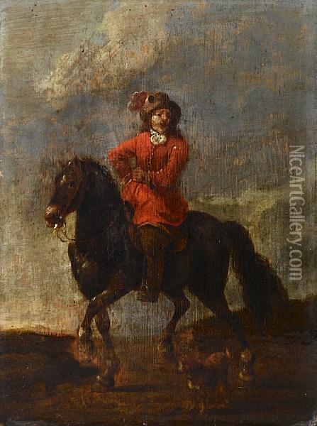A Gentleman On Horseback Oil Painting - Lambert de Hondt