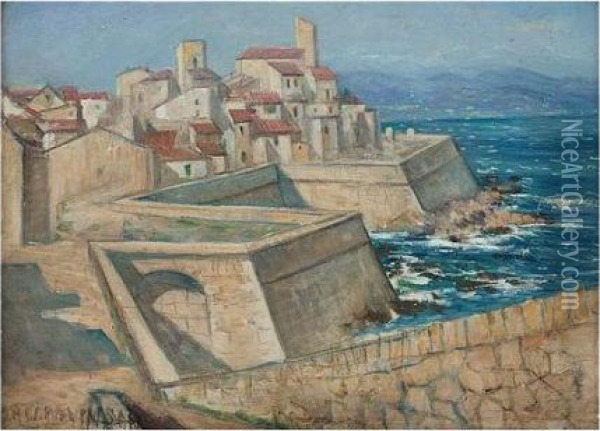 Antibes Oil Painting - Christopher R. Wynne Nevinson