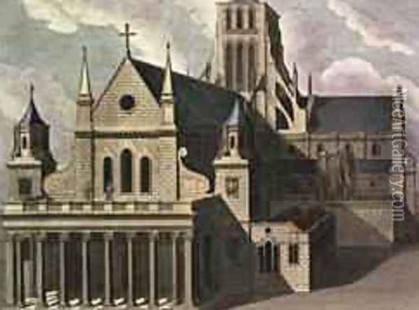 South side of Old St Pauls Cathedral Oil Painting - Wenceslaus Hollar
