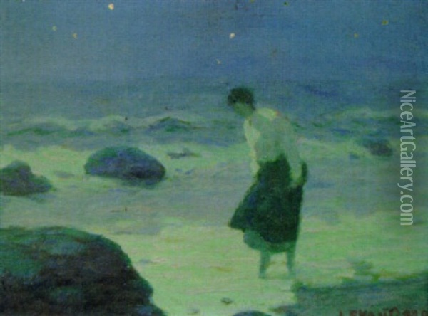 Beach Stroll At Dusk Oil Painting - Luther Emerson Van Gorder