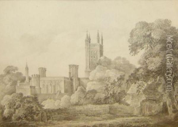 View Of Winchester College Oil Painting - John Varley