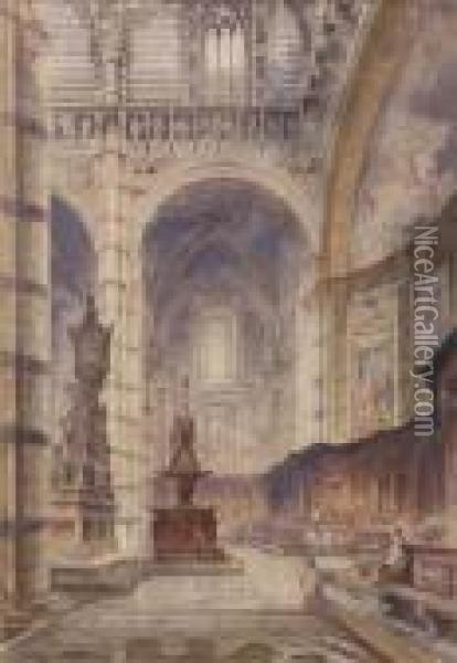 Veduta All'interno Del Duomo Di Siena Oil Painting - Gabriele Carelli