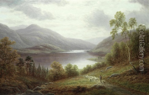 Thirlmere From The Hills, Cumberland Oil Painting - William Mellor
