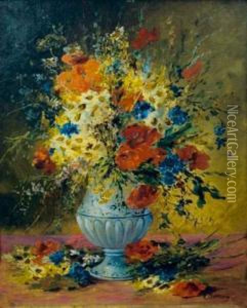 Bouquet De Fleurs Oil Painting - Edmond Van Coppenolle