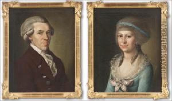 Portraits Of A Man And A Woman Oil Painting - Benjamin Patersson