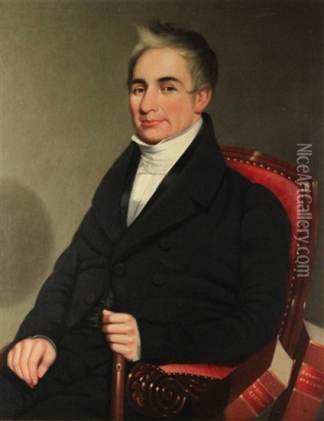 Portrait Of A Man - Philadelphia Physician Oil Painting - Jacob Eichholtz