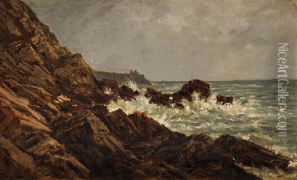 Cote Rocheuse En Bretagne Sud, Pres De Pont-aven Oil Painting - Auguste Paul Charles Anastasi