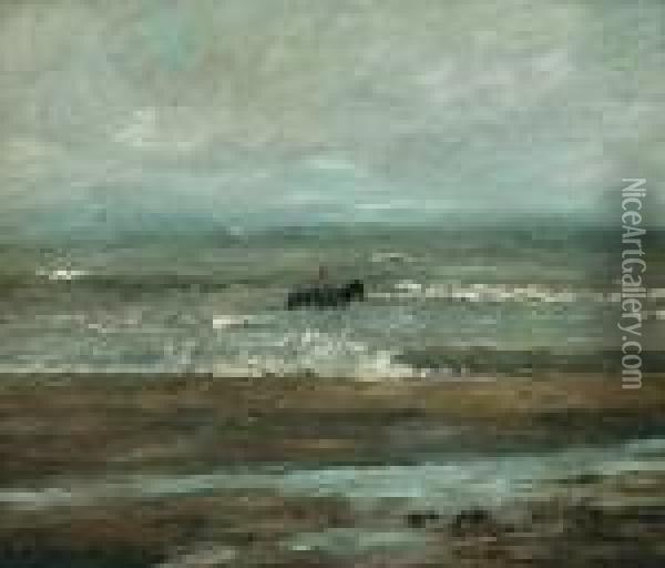On Horseback In The Surf Oil Painting - Henry Ward Ranger