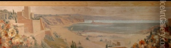 Les Bords Du Nil (diptych) Oil Painting - Henri Privat-Livemont