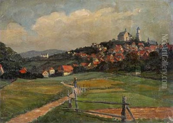 Blick Auf Das Sommerliche Kronberg Oil Painting - Fritz Wucherer