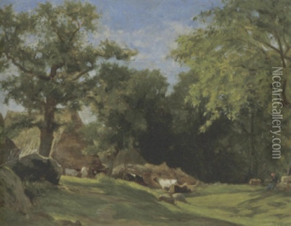 Landschaft Mit Vieh Oil Painting - Marie Ferdinand Jacomin