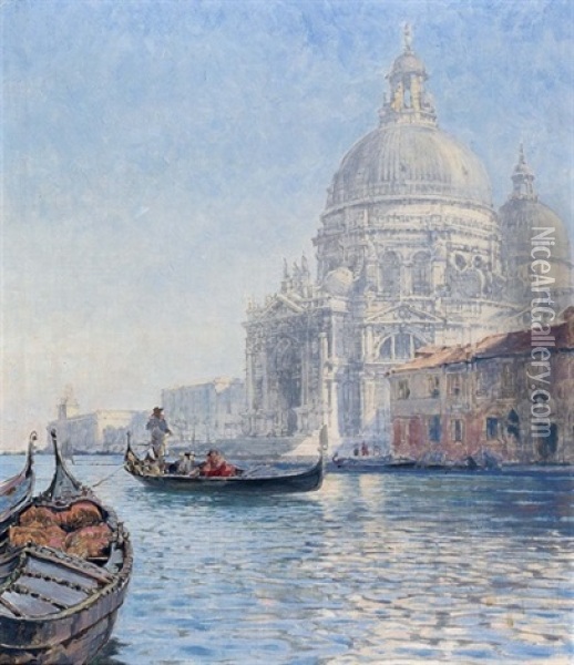 Canal Grande Mit Santa Maria Della Salute Oil Painting - Jean-Baptiste-Arthur Calame