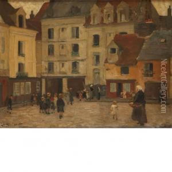 Village Market Oil Painting - Ernst Oppler