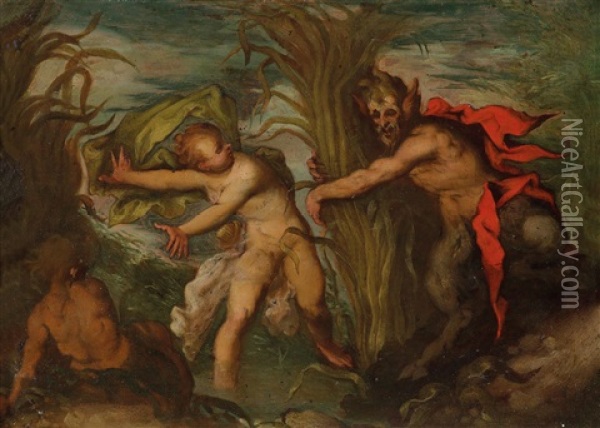 Eine Von Einem Satyr Verfolgte Nymphe Oil Painting - Hendrik van Balen the Elder