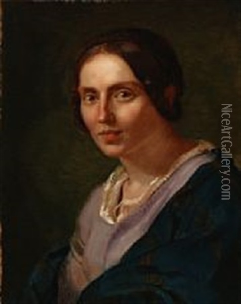 Portrait Of The Danish Painter Elisabeth Jerichau Baumann Oil Painting - Lorenz Frolich