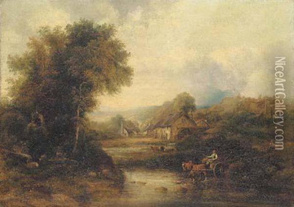 Crossing The Ford Oil Painting - Frederick Waters Watts