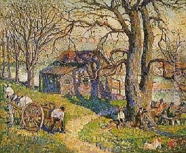 The Old Tulip Tree, Long Island Oil Painting - Ernest Lawson