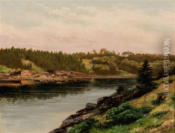 Fresh Water Cove And Robin Inn, Biley Island, Maine Oil Painting - Xanthus Russell Smith
