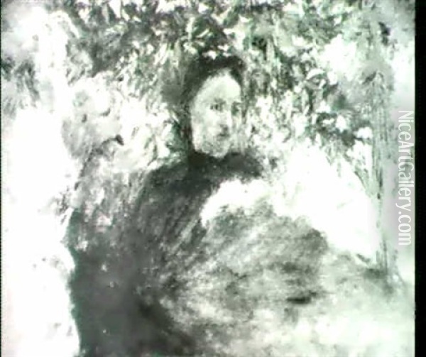 Sitzende Frau Unter Grunen Baumen Oil Painting - Giovanni Giacometti