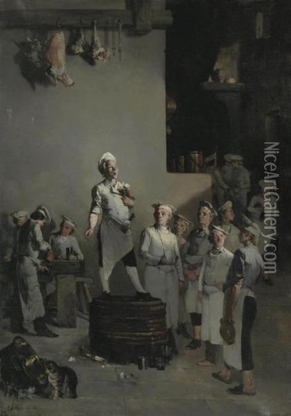 La Fete Du Chef Oil Painting - Theodule Augustine Ribot