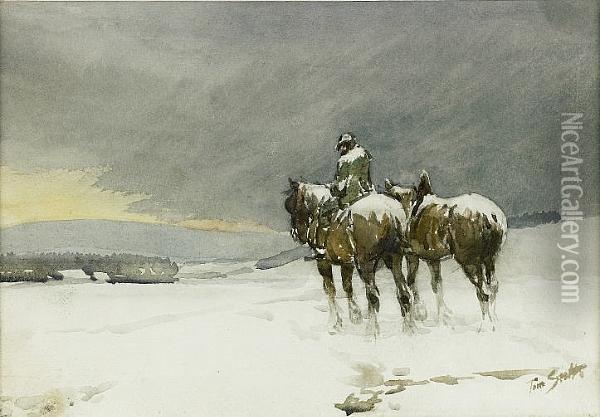 Horses In The Snow Oil Painting - Tom Scott