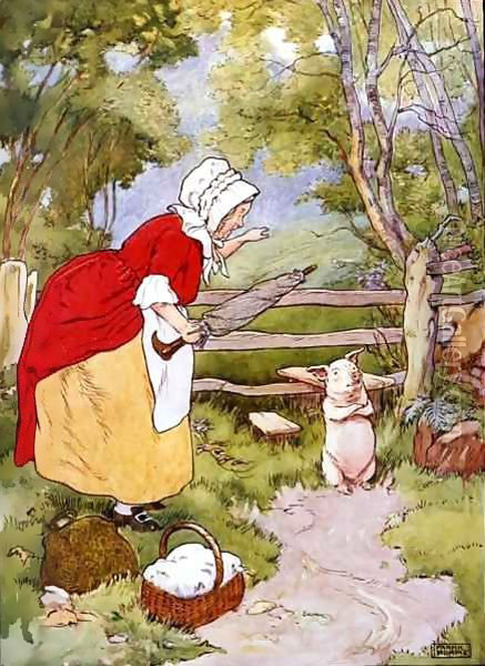 Illustration from 'The Beautiful Book of Nursery Rhymes, Stories and Pictures' 2 Oil Painting - Frank Adams