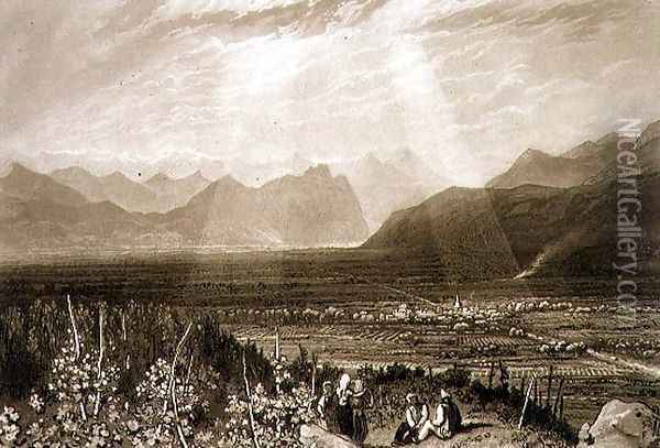 Chain of Alps from Grenoble to Chamberi, from the Liber Studiorum, engraved by William Say, 1812 Oil Painting - Joseph Mallord William Turner