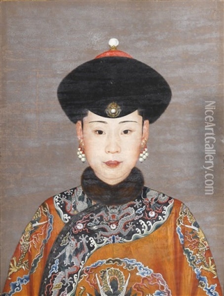 An Imperial Portrait Of Consort Chunhui Oil Painting -  Lang Shining (Giuseppe Castiglione)