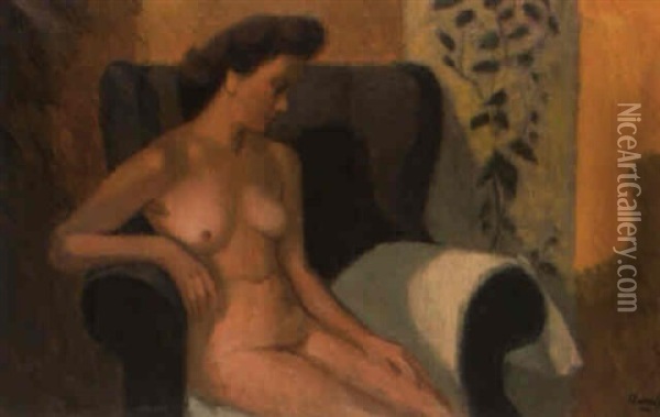 Interior Med Kvinna Oil Painting - Curt Clemens