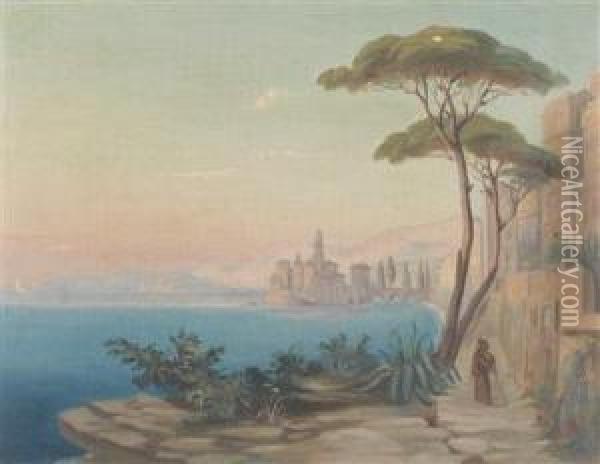 Blick Aufsorrent Am Golf Von Neapel Oil Painting - Heinrich Wilhelmi