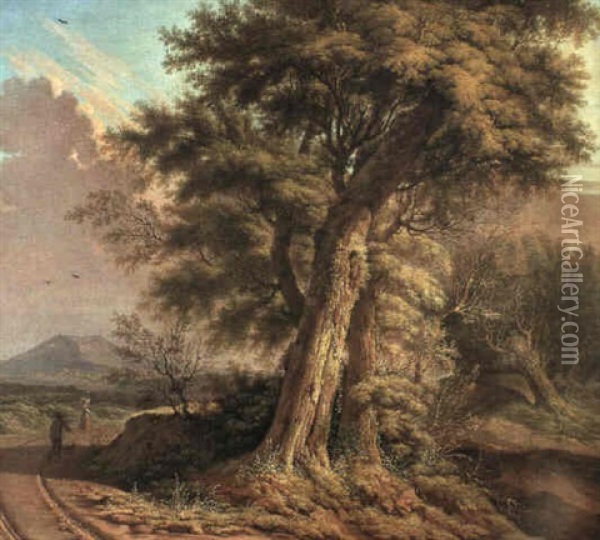Paysage Au Chemin Oil Painting - Johannes Van Drecht