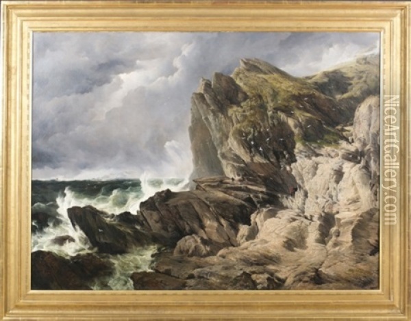 On The Cornish Coast Oil Painting - Frederick Richard Lee