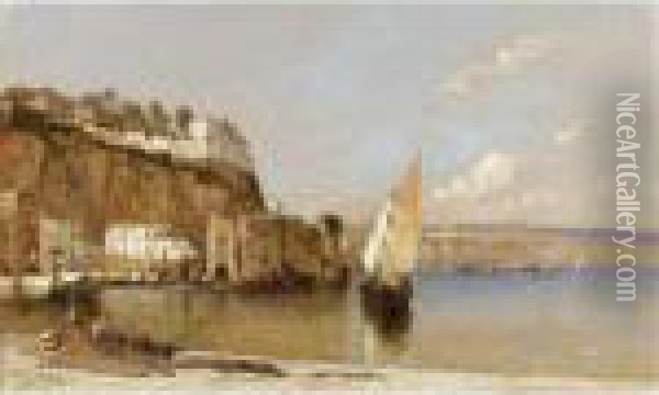 Veduta Di Porto Della Costiera Sorrentina Oil Painting - Arthur Joseph Meadows