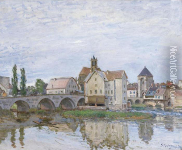 Moret-sur-loing -- Temps Gris Oil Painting - Alfred Sisley