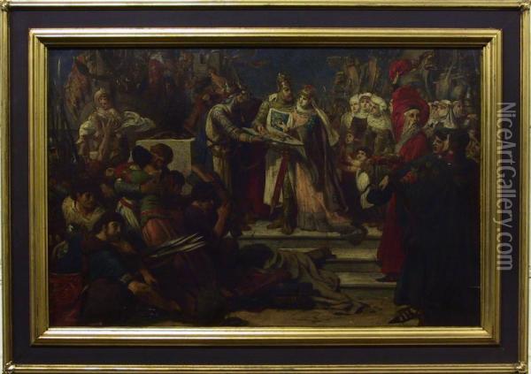 Afscheid Bij Het Vertrek Van De Kruisvaarders Oil Painting - Alfred Baur