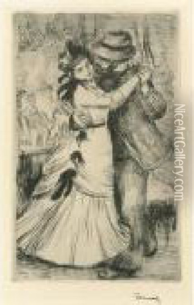 La Danse A La Campagne (delteil, Stella 2) Oil Painting - Pierre Auguste Renoir