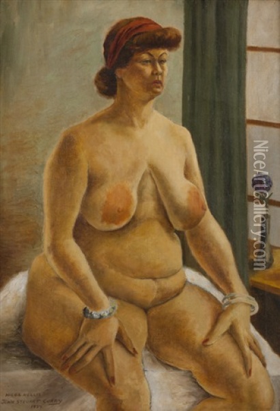 Hilda Nellis, Seated Nude Woman Oil Painting - John Steuart Curry