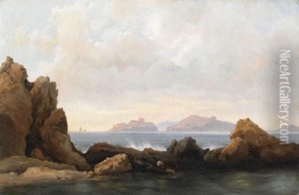 Vue Du Chateau D'if Oil Painting - Baron Jean Antoine Theodore Gudin
