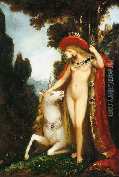 The Unicorne Oil Painting - Gustave Moreau