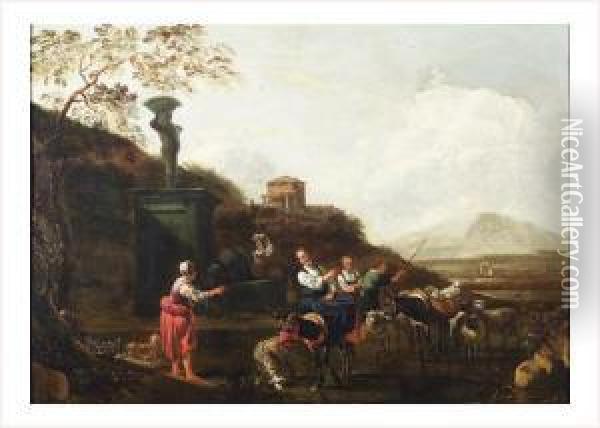 Scene Pastorale Dans La Campagne Romaine Oil Painting - Job Adriaensz. Berckheyde