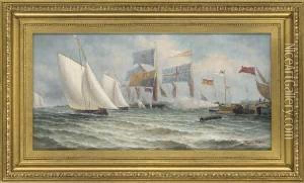 The Start Of The Regatta; And Coming Ashore Oil Painting - James Hardy