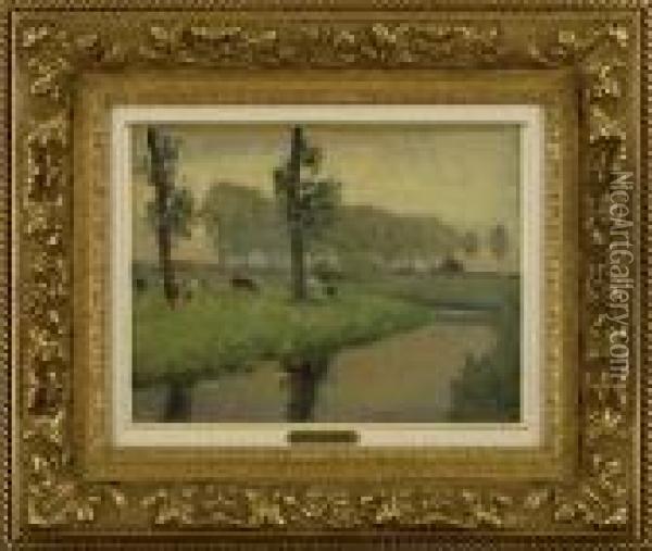 La Prairie Au Bord De L'eau Oil Painting - Henri Eugene Augustin Le Sidaner