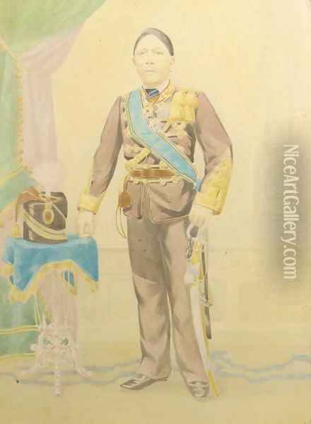 Portrait of an Indonesian man in uniform Oil Painting - Dutch School